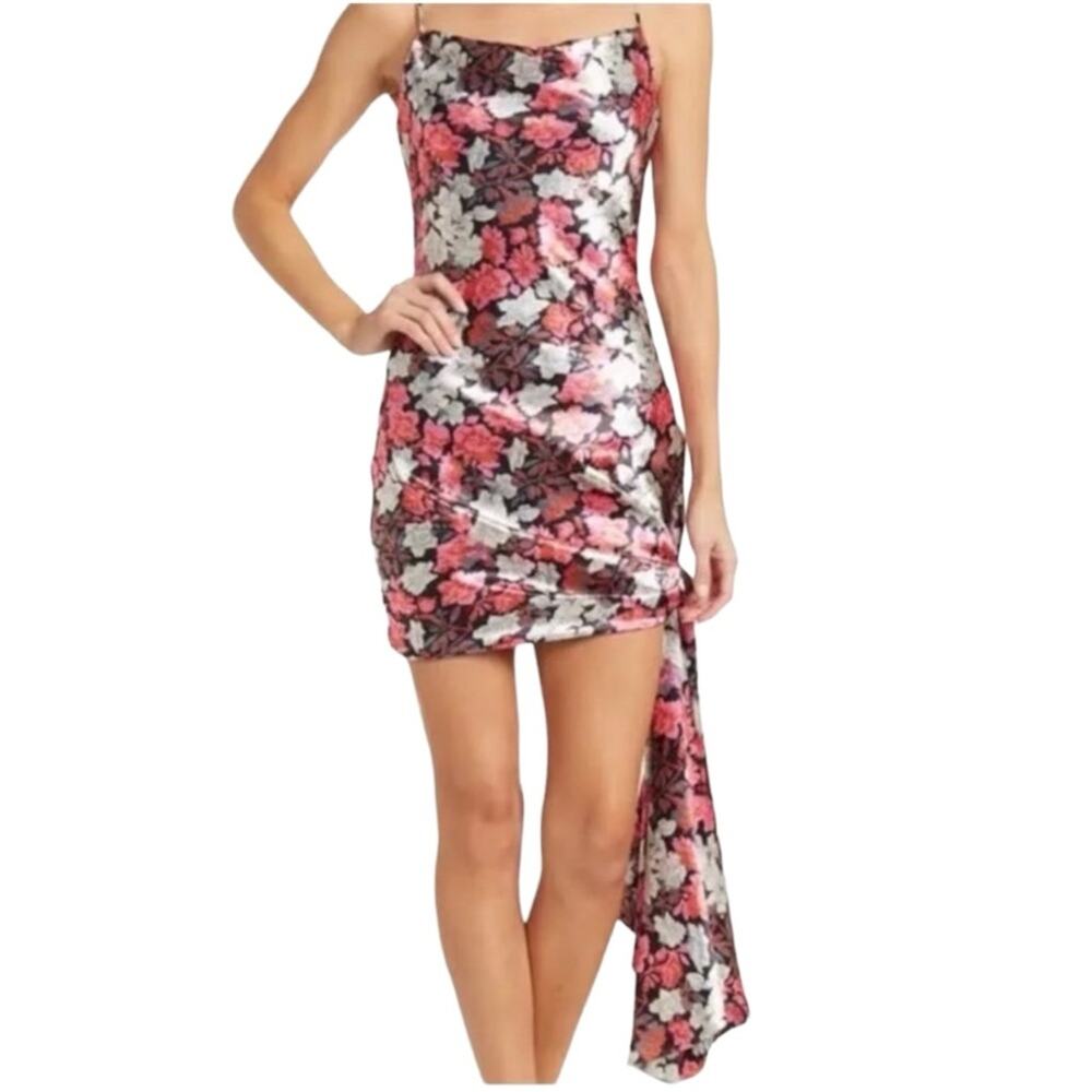 Cinq A Sept Ryder Draped Floral Side Tie Mini Dress 0